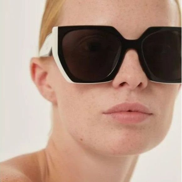 Prada PR14WS 09Q-5S0 Sunglasses Black Gray Cat Eye Oversized Women main image 12
